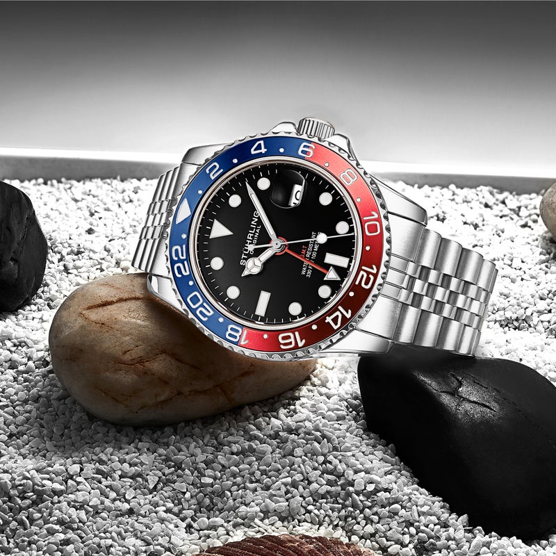 ستيرلنج أوريجينال ساعة غواص جي إم تي أصلية للرجال من ستوهرلينج، مقاس 42 مم، سوار من الفولاذ المقاوم للصدأ، حركة كوارتز، مقاومة للماء حتى عمق 100 متر - Image 5